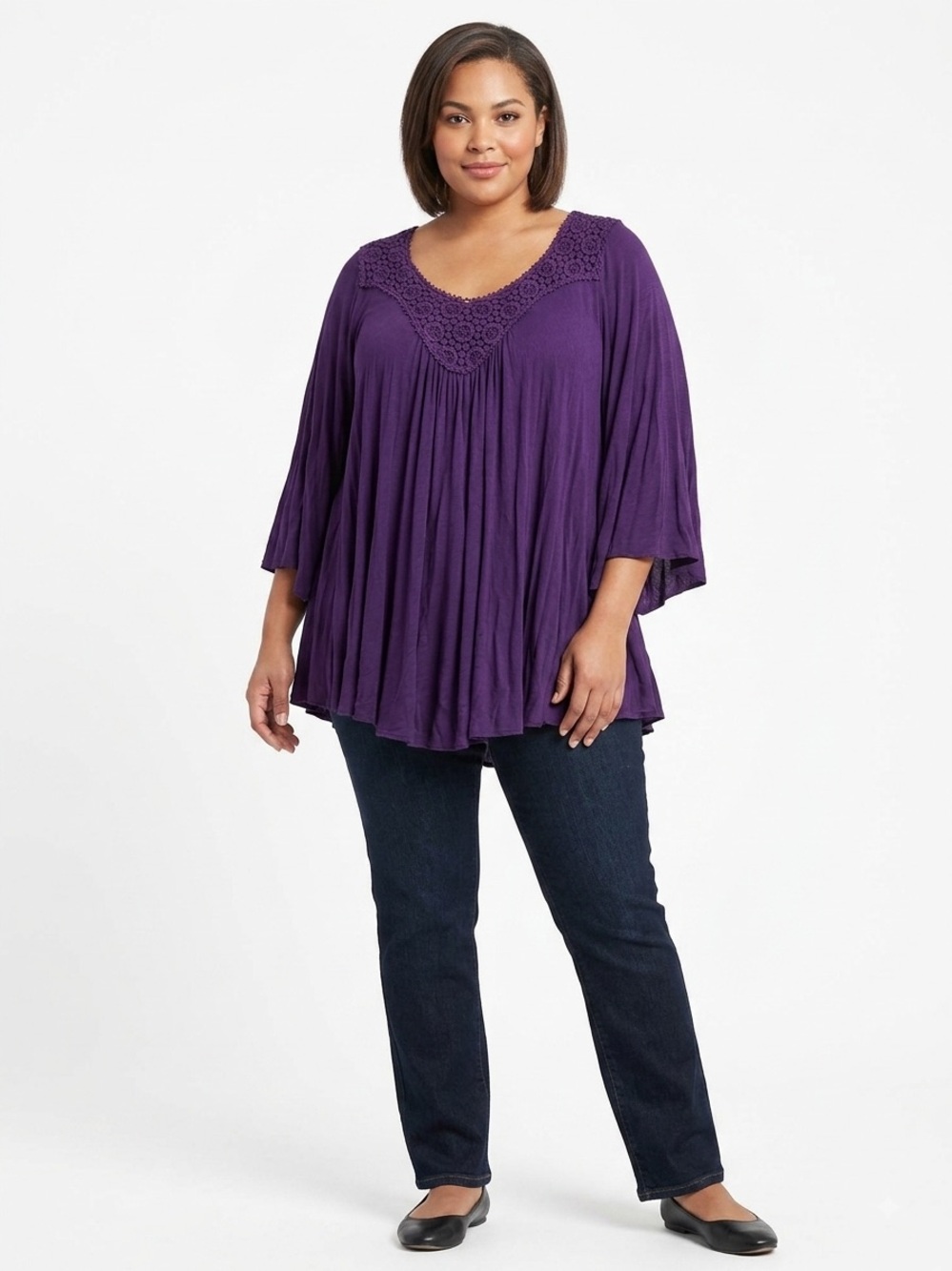 Women’s Vintage Purple B.L.E.U. Plus Size Flowy Blouse